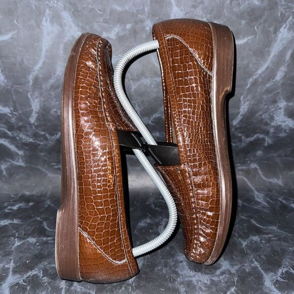 SAS Shoes Simplify Brown Croc Slip On Comfort Shoe Loafer Size 9.5M - Picture 4 of 8